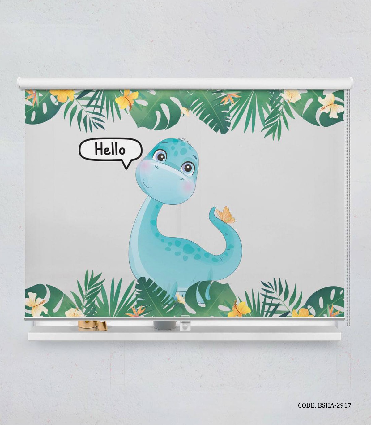 پرده شید اتاق کودک دخترانه طرح دایناسور مدل Blue Dino