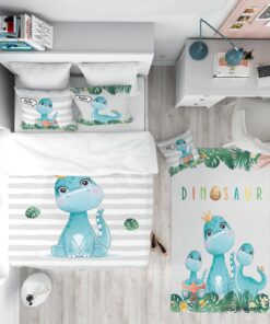 روتختی کودک دخترانه 4 تکه طرح دایناسور مدل Blue Dino