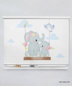 پرده شید اتاق کودک دخترانه طرح فیل مدل Cute Elephant