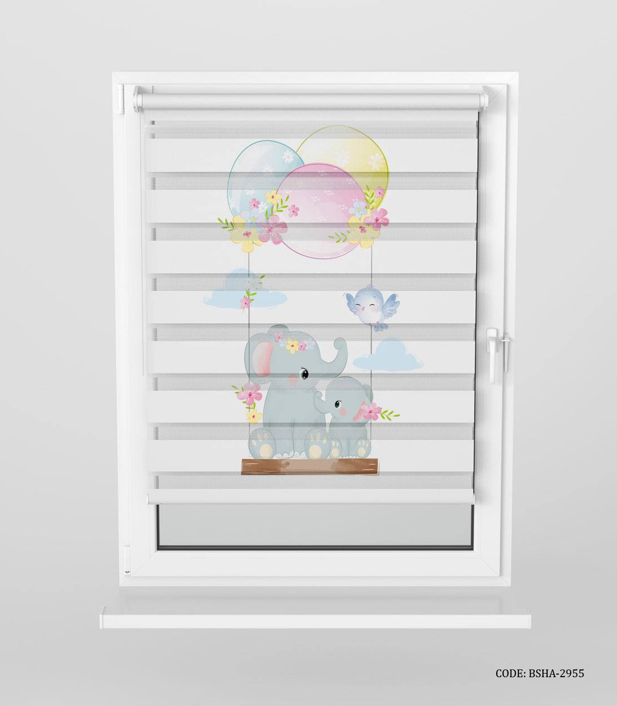 پرده زبرا اتاق کودک دخترانه طرح فیل مدل Cute Elephant