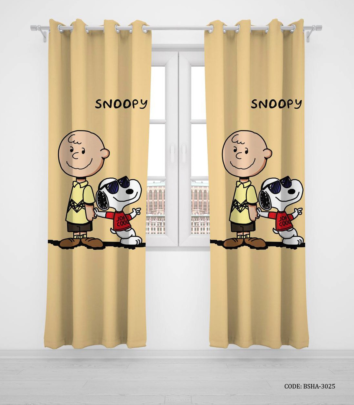 پرده پانچی دو تکه اتاق کودک پسرانه مدل مدل Snopy
