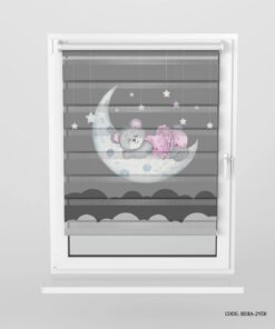 پرده زبرا اتاق کودک دخترانه طوسی طرح خرس مدل Sleepy Bear