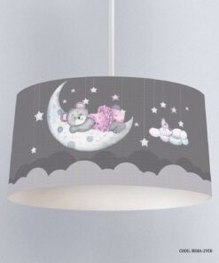 لوستر اتاق کودک دخترانه طوسی طرح خرس مدل Sleepy Bear