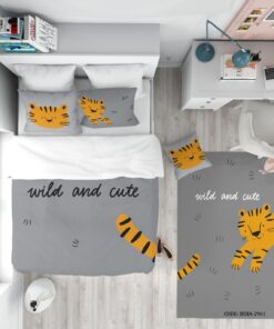 روتختی کودک پسرانه 4 تکه طوسی طرح ببر مدل Tiger