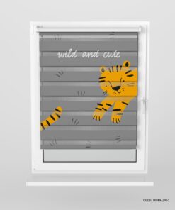 پرده زبرا اتاق کودک پسرانه طوسی طرح ببر مدل Tiger