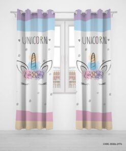 پرده پانچی اتاق کودک دخترانه طرح فانتزی یونی کورنFancy Unicorn