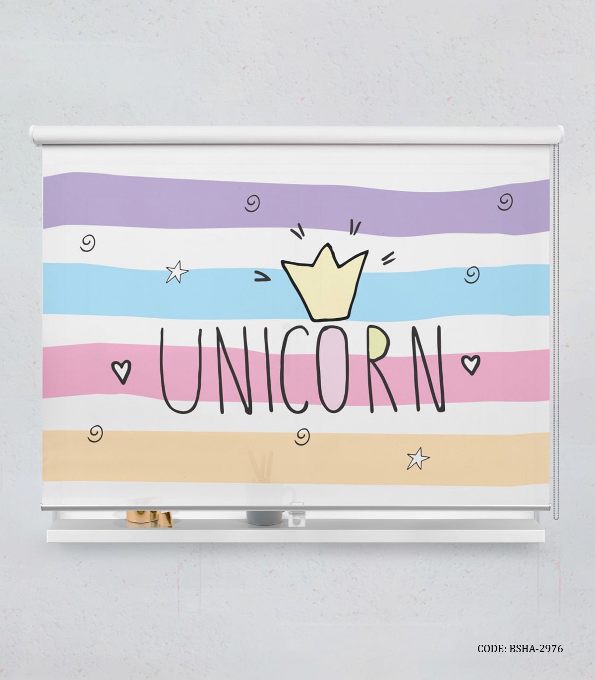 پرده شید اتاق کودک دخترانه طرح فانتزی یونی کورنFancy Unicorn