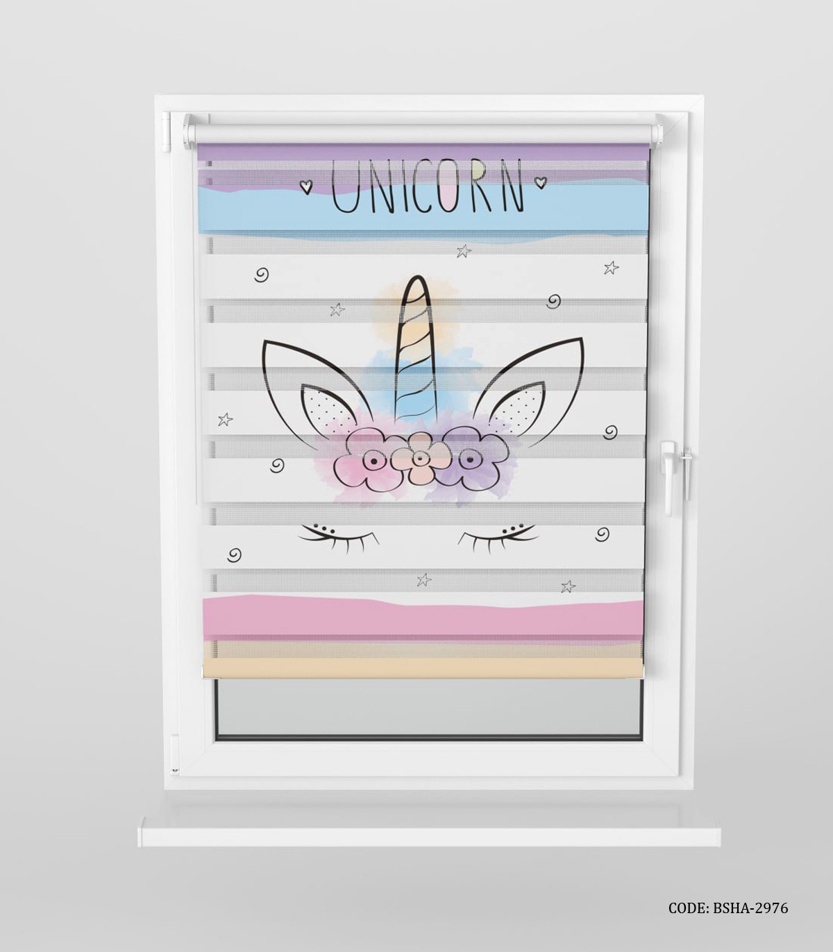 پرده زبرا اتاق کودک دخترانه طرح فانتزی یونی کورنFancy Unicorn