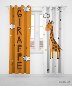 پرده پانچی دو تکه اتاق کودک پسرانه طرح زرافه مدل Giraffe