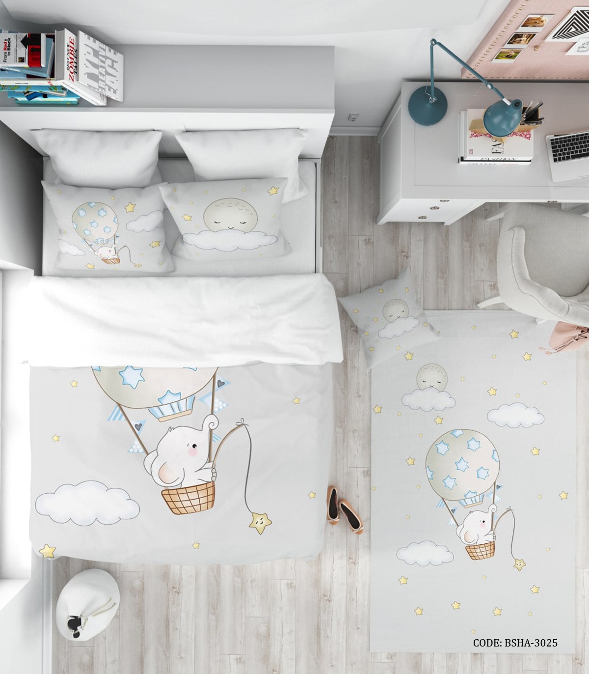 روتختی کودک پسرانه 4 تکه طرح فیل مدل Pick Stars