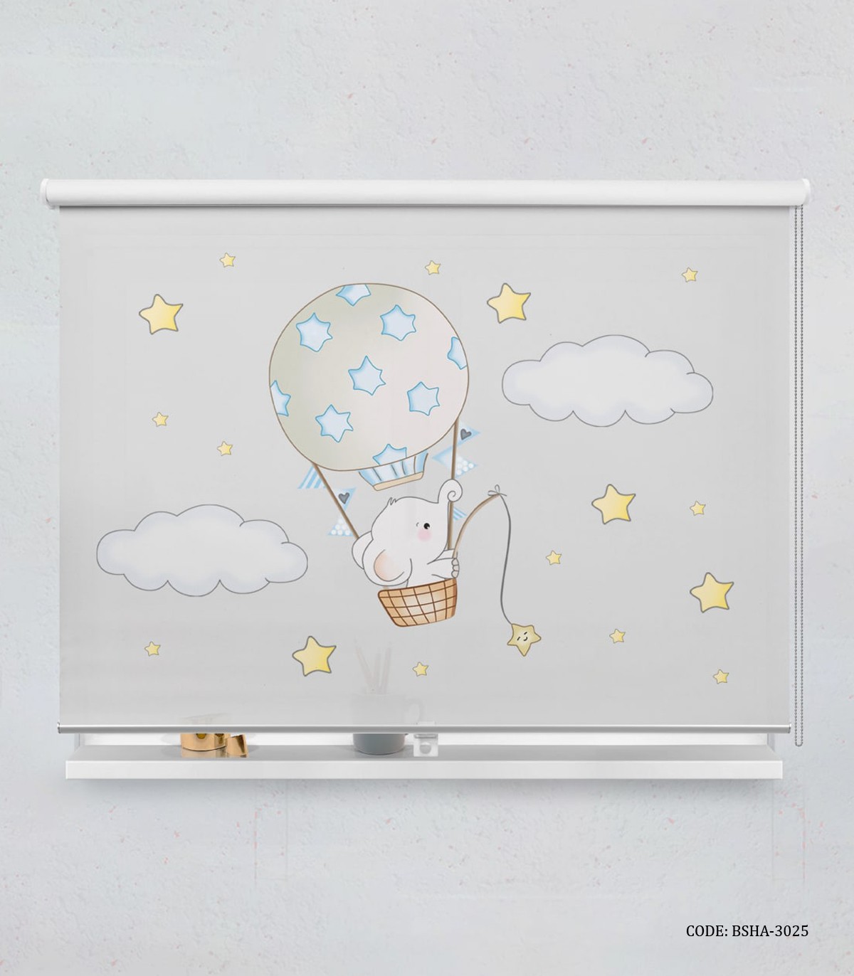 پرده شید اتاق کودک پسرانه طرح فیل مدل Pick Stars