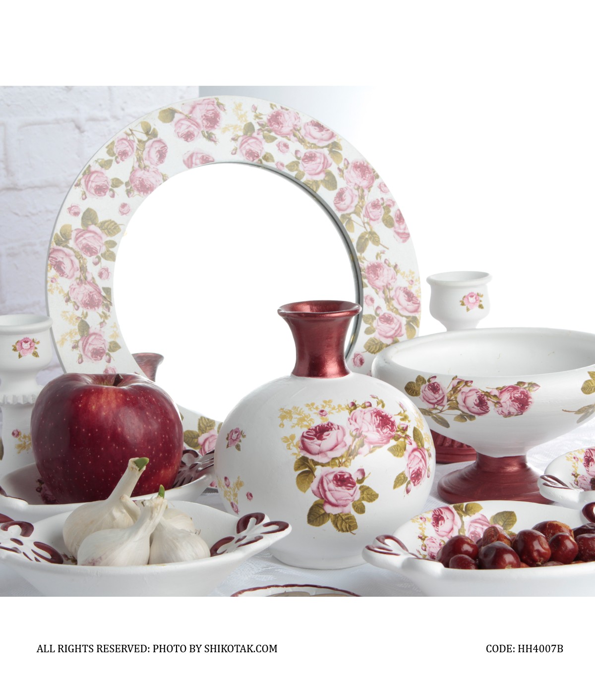 ست هفت سین طرح دو گل با آینه گرد