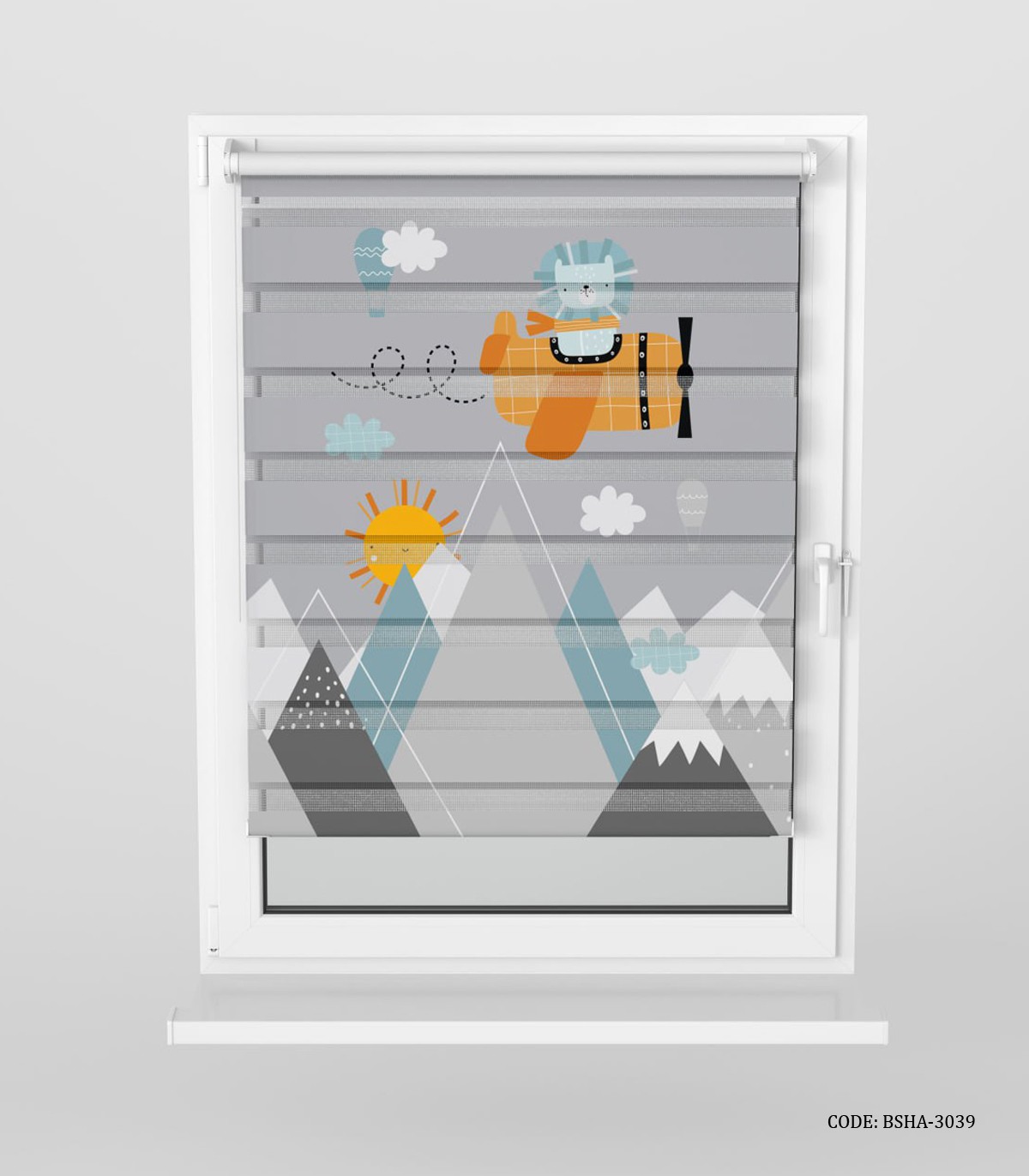 پرده زبرا اتاق کودک پسرانه طرح شیر و خرس مدل Airplane