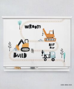پرده شید اتاق کودک پسرانه طرح جرثقیل مدل Build