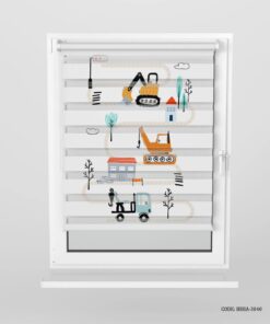 پرده زبرا اتاق کودک پسرانه طرح جرثقیل مدل Build