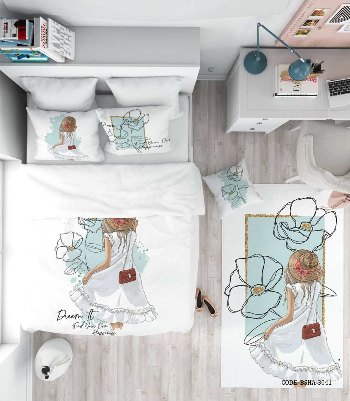 روتختی کودک 4 تکه دخترانه طرح دختر مدل Island Girl