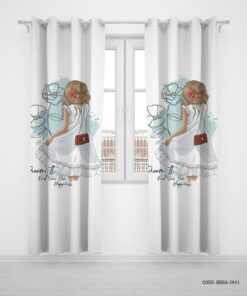 پرده پانچی دو تکه اتاق کودک دخترانه طرح دختر مدل Island Girl