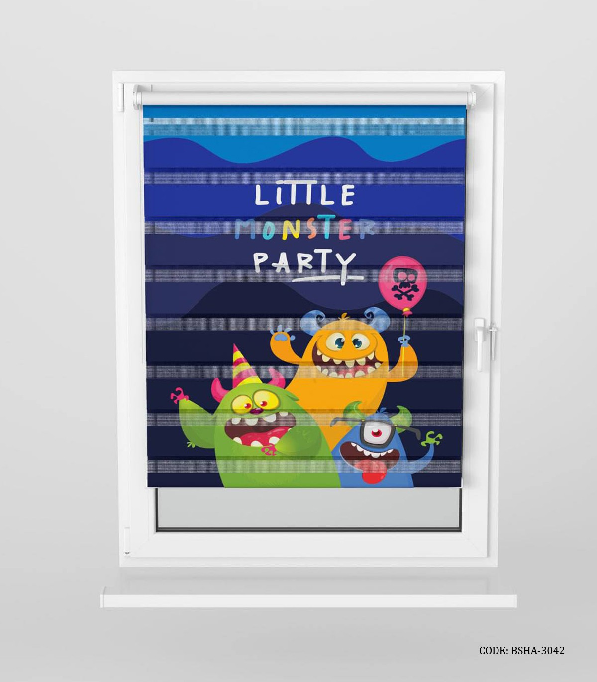 پرده زبرا اتاق کودک پسرانه طرح کارتون هیولا مدل MONSTER