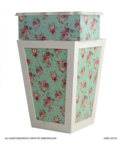 سرویس سطل و جا دستمالی چوبی گلدار