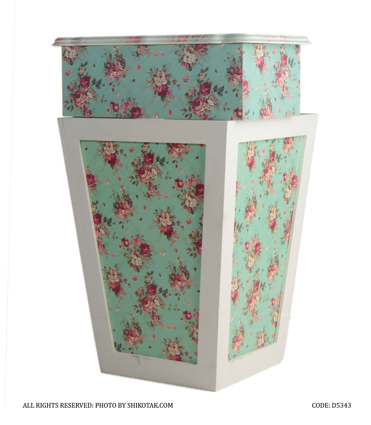 سرویس سطل و جا دستمالی چوبی گلدار