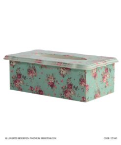 سرویس سطل و جا دستمالی چوبی گلدار