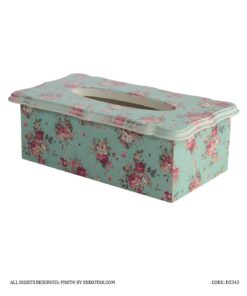 سرویس سطل و جا دستمالی چوبی گلدار