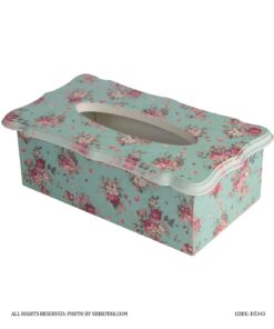 سرویس سطل و جا دستمالی چوبی گلدار