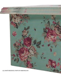 سرویس سطل و جا دستمالی چوبی گلدار