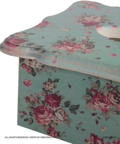 سرویس سطل و جا دستمالی چوبی گلدار