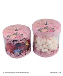 کندی باکس صورتی درب گلدار الماسی مدل Rosaline