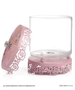 کندی باکس صورتی درب گلدار الماسی مدل Rosaline