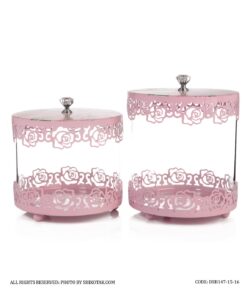 کندی باکس صورتی درب گلدار الماسی مدل Rosaline