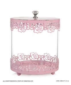 کندی باکس صورتی درب گلدار الماسی مدل Rosaline