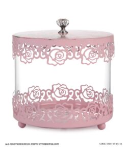 کندی باکس صورتی درب گلدار الماسی مدل Rosaline