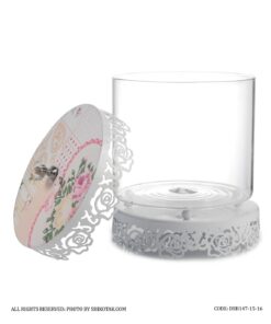 کندی باکس سفید درب گلدار الماسی مدل Rosaline