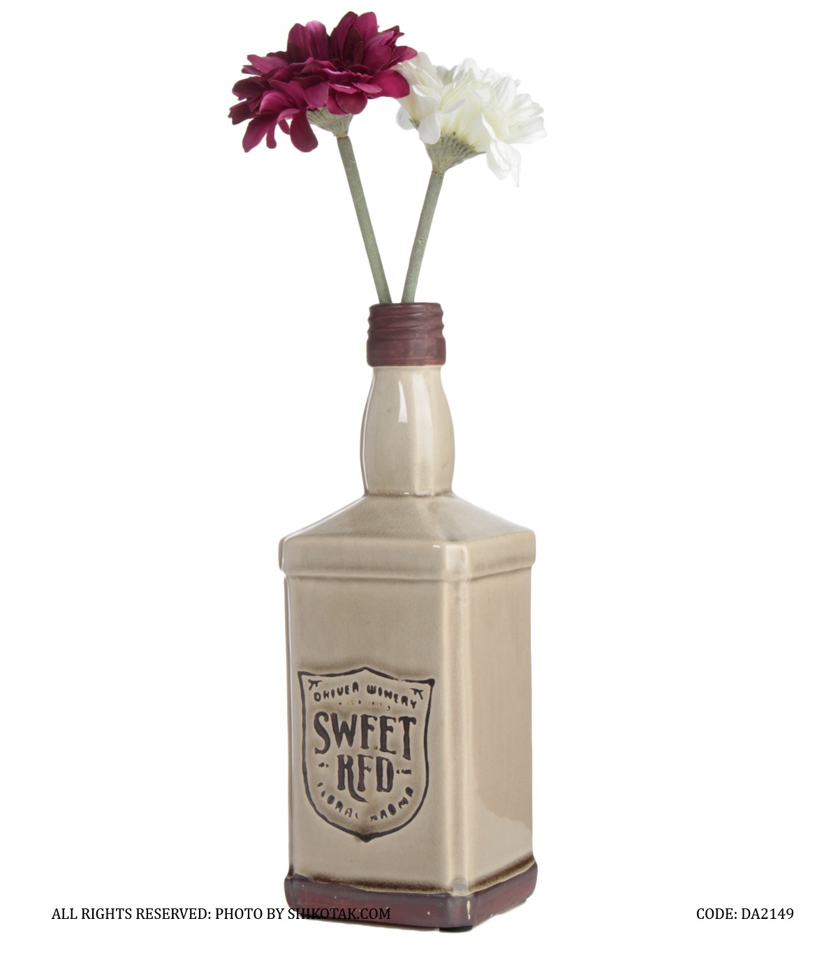 گلدان سرامیکی مدل بطری گلودار