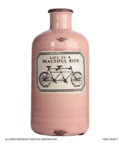 گلدان سرامیکی صورتی طرح دوچرخه