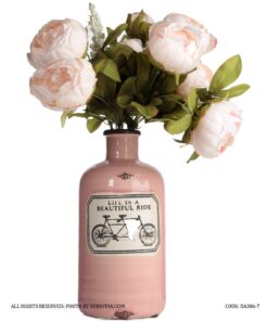 گلدان سرامیکی صورتی طرح دوچرخه