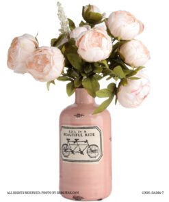 گلدان سرامیکی صورتی طرح دوچرخه