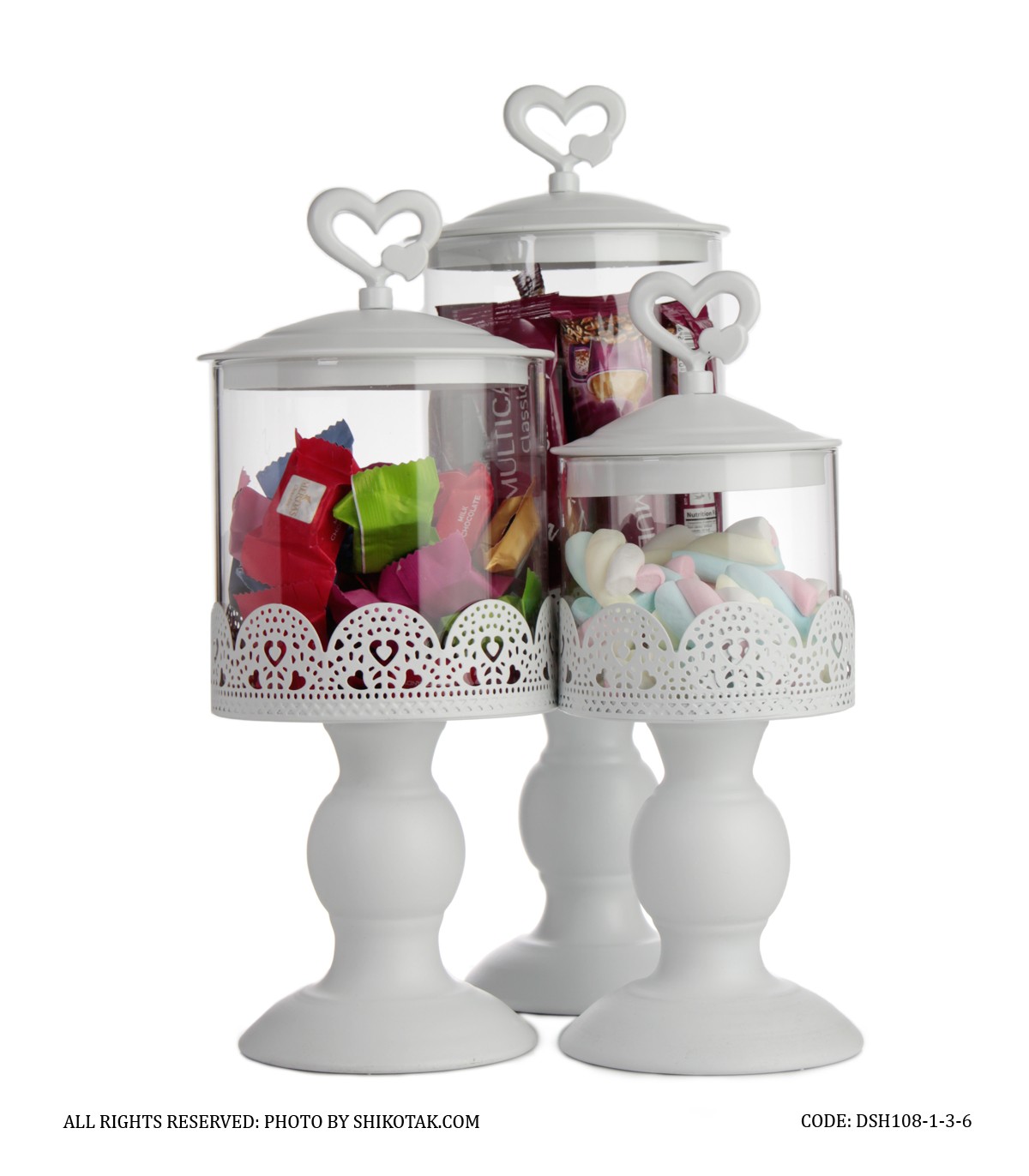 کندی باکس پایه بلند سفید مدل در قلبی