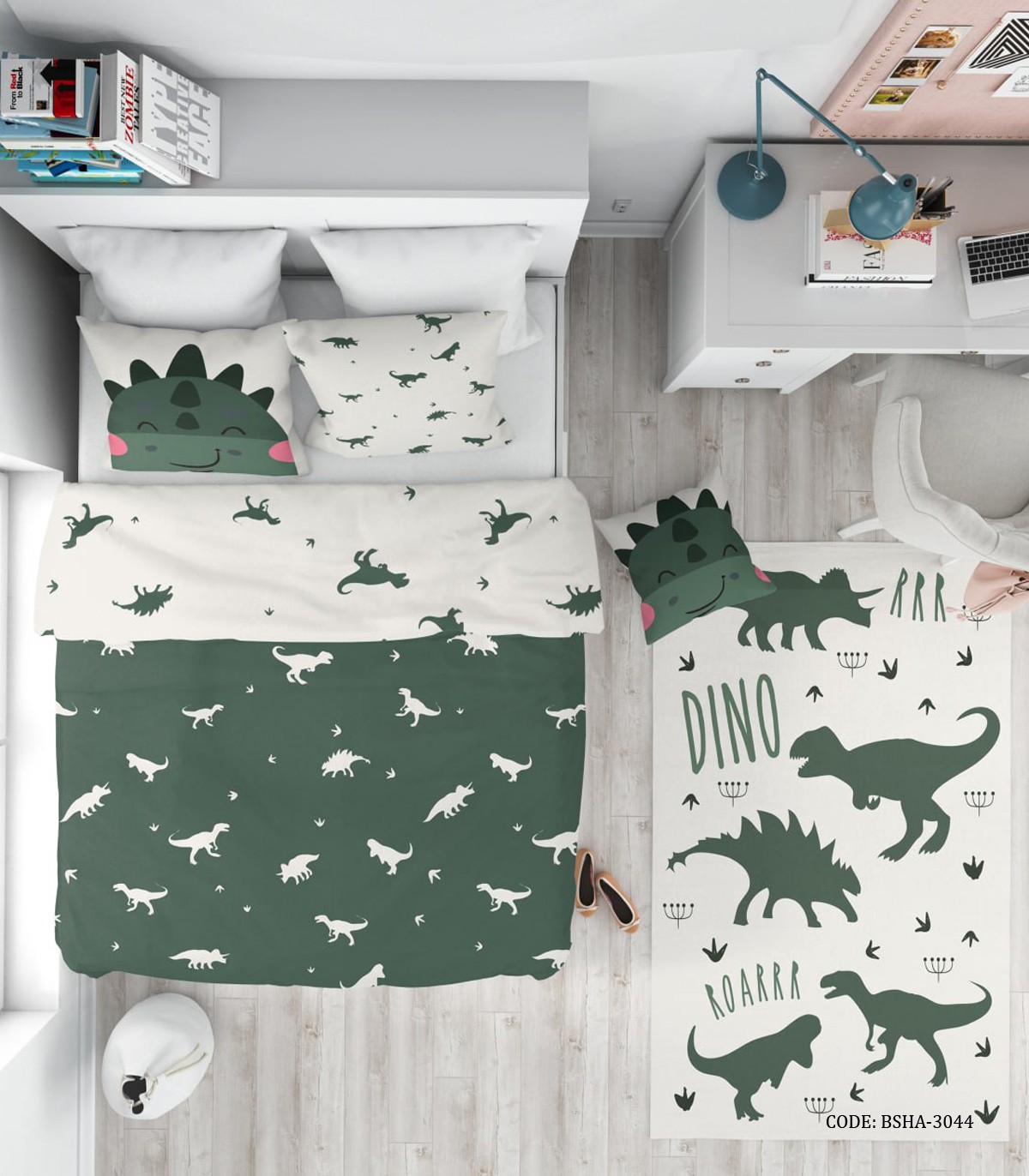 روتختی کودک پسرانه 4 تکه طرح دایناسور مدل Happy Dino