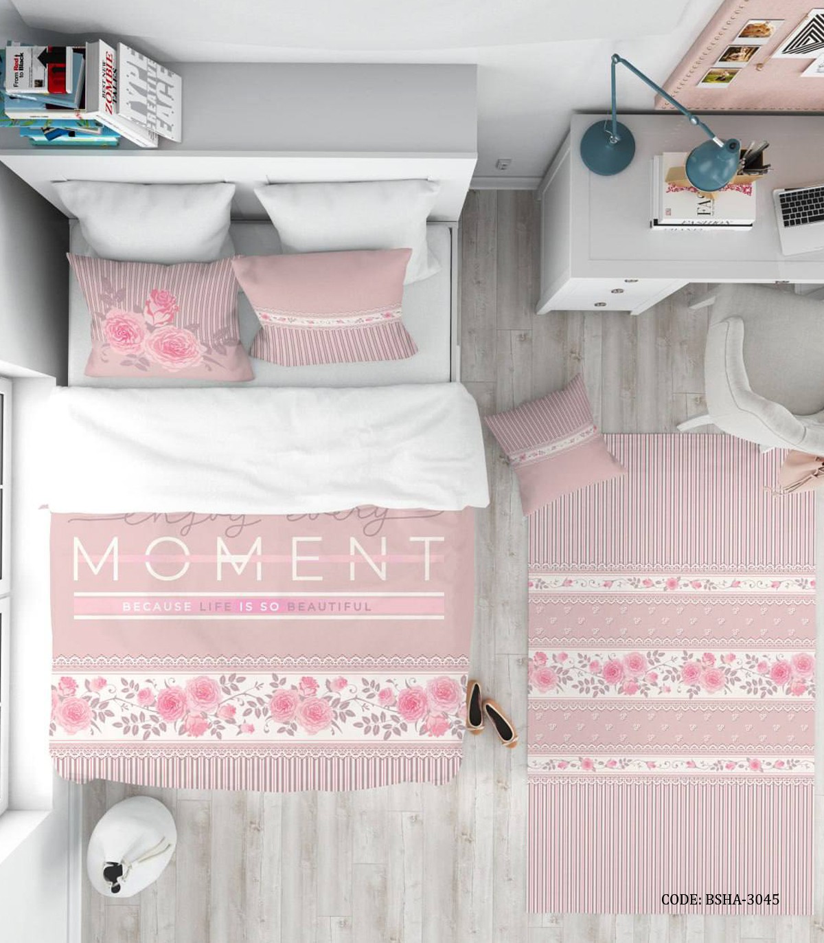 روتختی نوجوان دخترانه 4 تکه طرح ساده گلدار مدل MOMENT