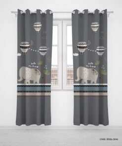 پرده پانچی دو تکه اتاق کودک پسرانه طرح فیل مدل hello my friend