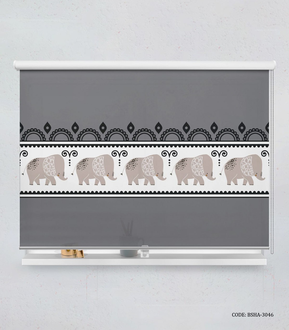 پرده شید اتاق کودک پسرانه طرح فیل مدل hello my friend