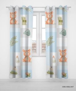 پرده پانچی دو تکه اتاق پسرانه طرح عروسک خرس مدل Toys