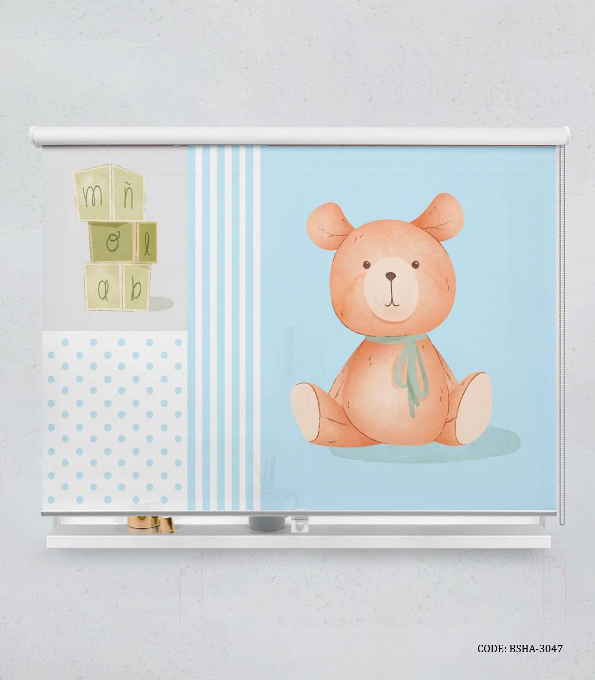 پرده شید اتاق کودک پسرانه طرح عروسک خرس مدل Toys