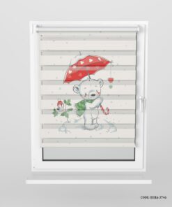 پرده زبرا اتاق کودک پسرانه طرح خرس سفید مدل White Bear