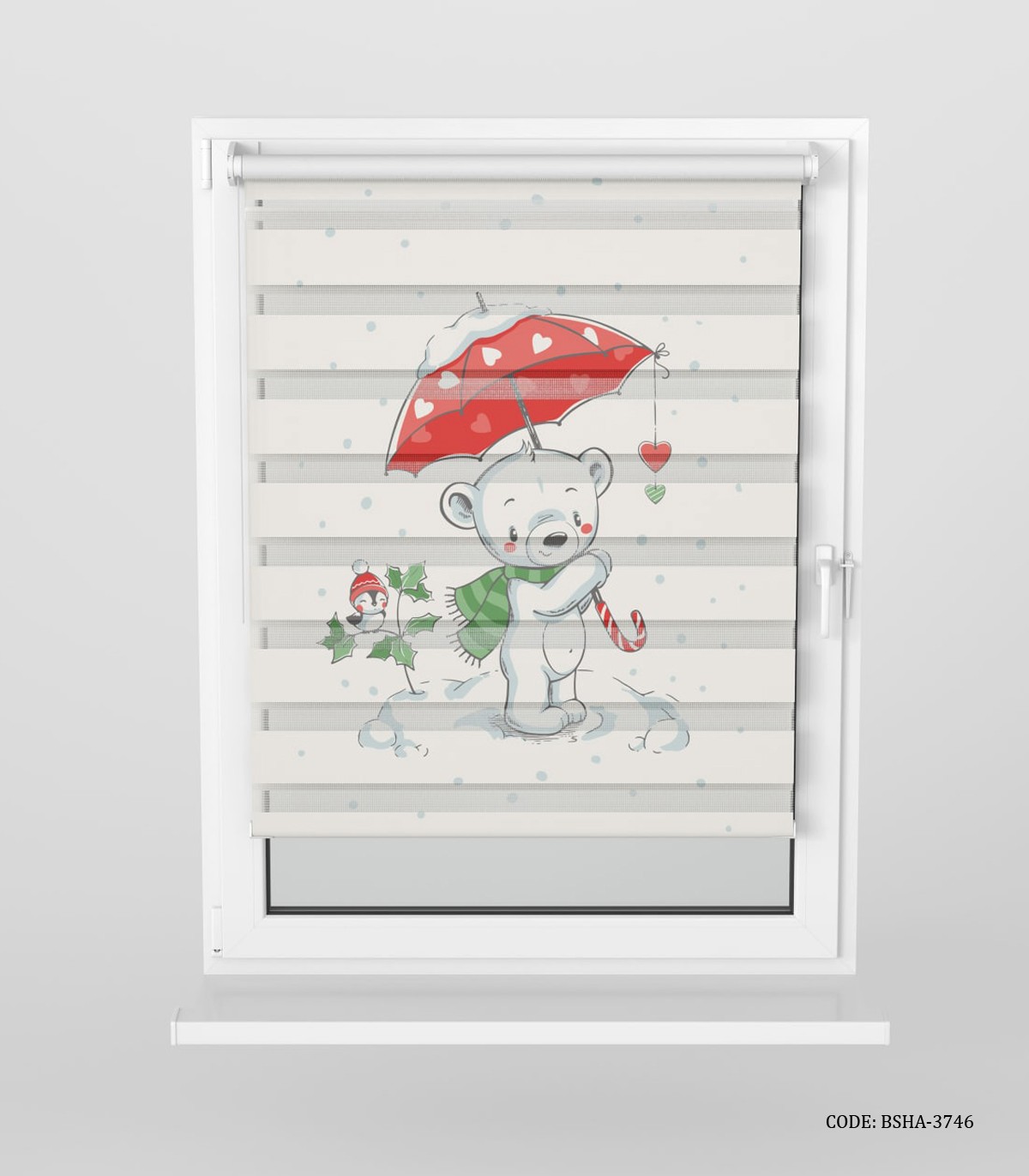 پرده زبرا اتاق کودک پسرانه طرح خرس سفید مدل White Bear