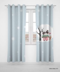 پرده پانچی دو تکه اتاق کودک پسرانه طرح پاندا مدل Sweet Panda