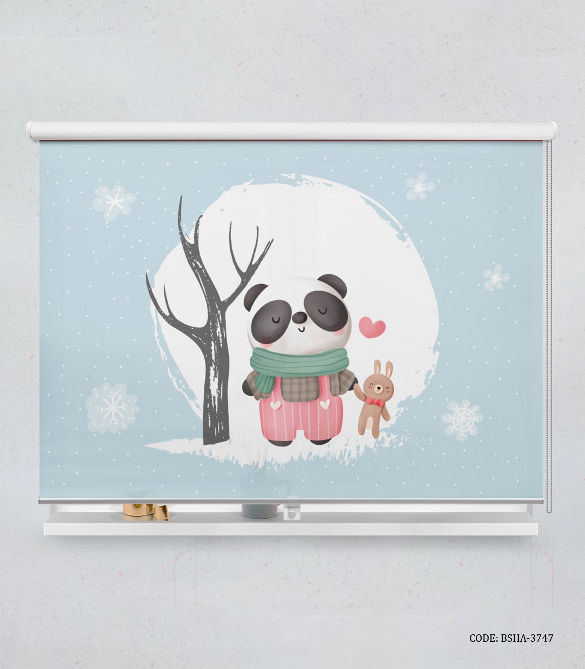 پرده شید اتاق کودک پسرانه طرح پاندا مدل Sweet Panda